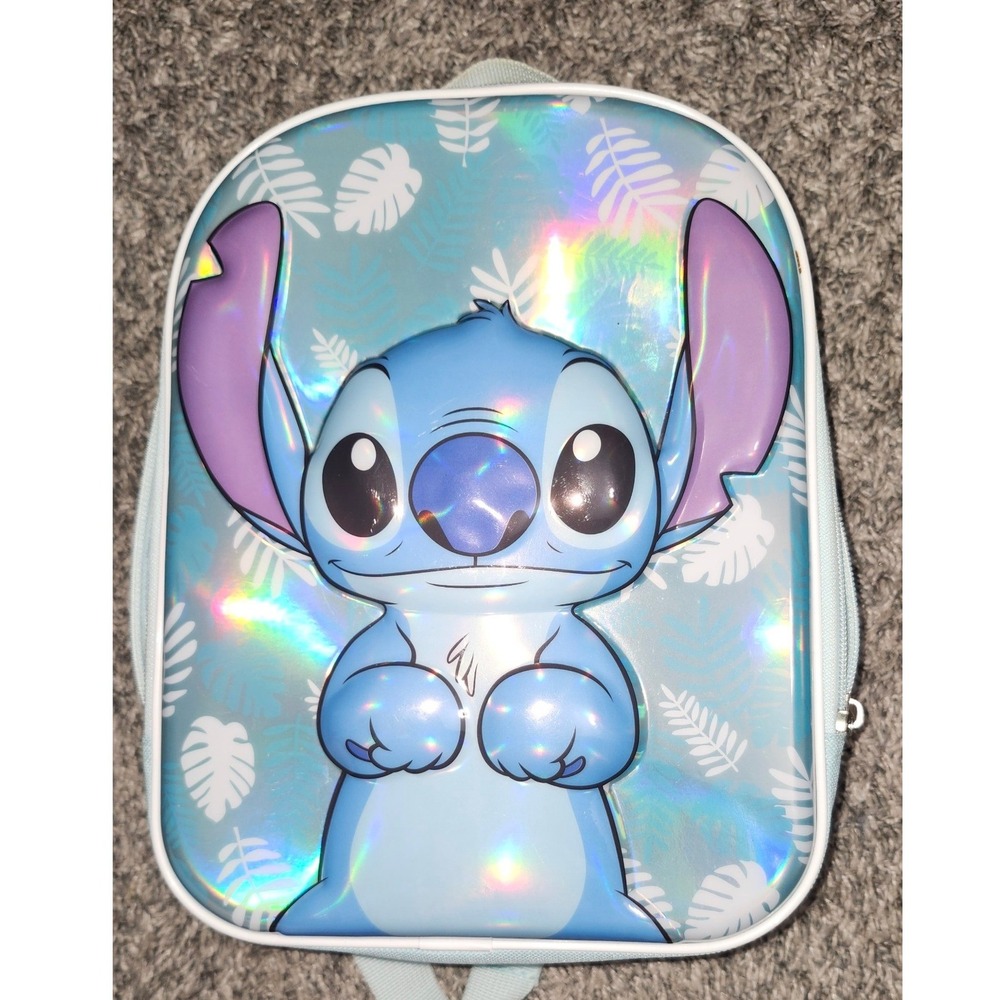 Disney Lilo and Stitch Iridescent Mini Backpack Light Blue Kids Bag‎ 3D Graphic